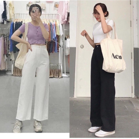 QUẦN KAKI NỮ ỐNG RỘNG