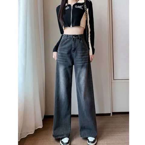 QUẦN JEAN NỮ CẠP CAO ĐEN TRƠN KIỂU DÁNG ĐẸP