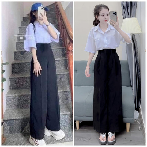 Áo sơ mi nữ trắng sọc đen công sở