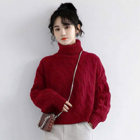 ÁO LEN CỔ LỌ DÁNG RỘNG HÀNG QUỐC