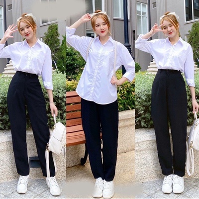 Áo sơ mi nữ kẻ sọc trắng dễ thương