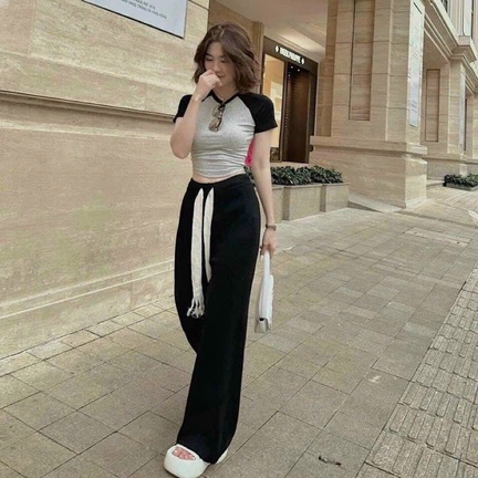 SET ĐỒ NỮ ÁO THUN TAY LỠ PHỐI QUẦN DÀI